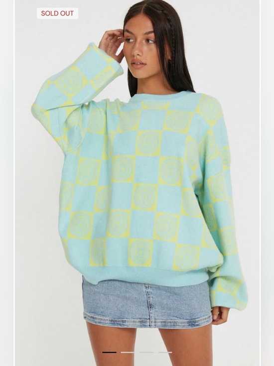 Motel Rocks Sweaters - Motel Rocks Akari Jumper/crewneck In Optiz Maze Blue NWT SIZE L